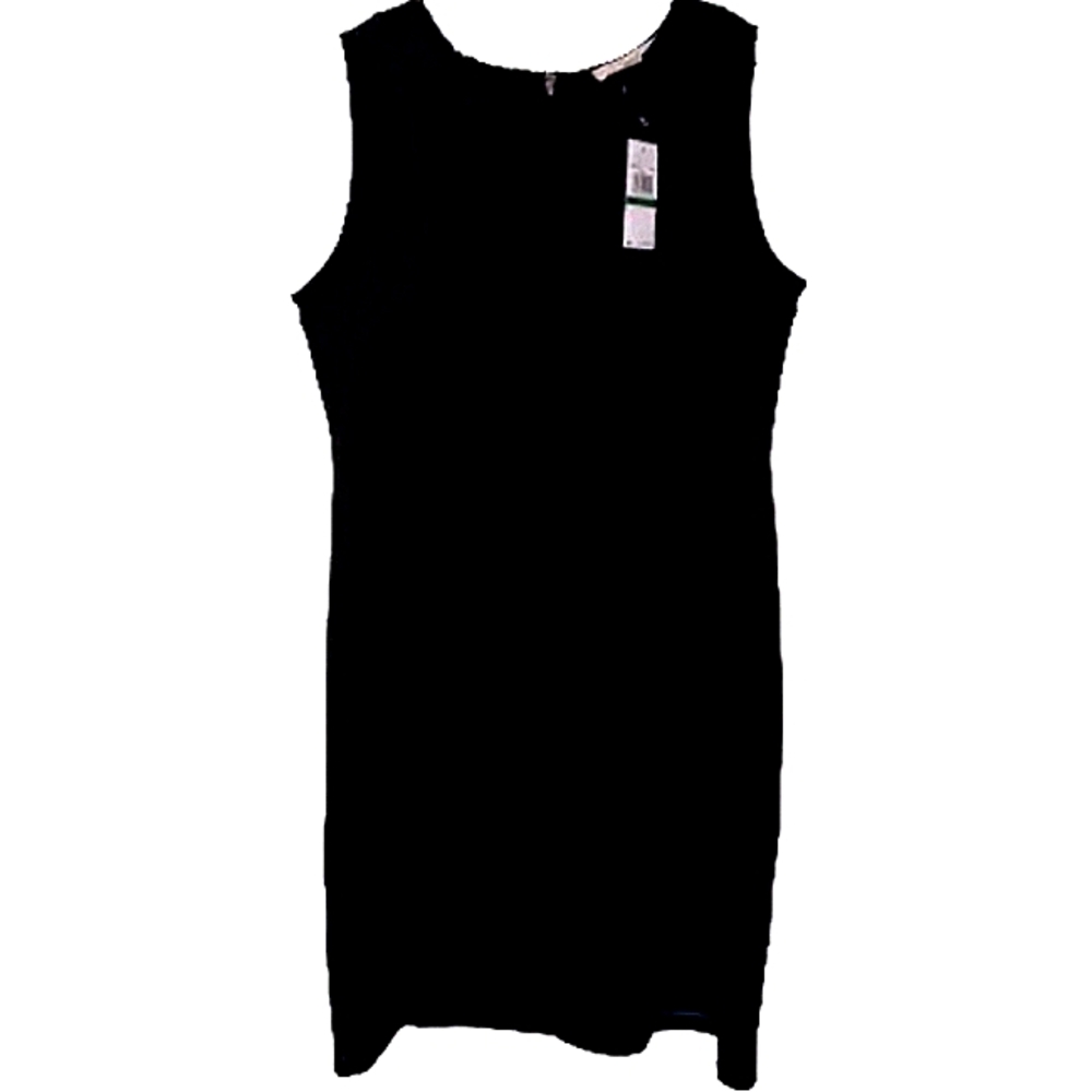 Michael Kors Large Black Polyester Sleeveless Slim Zipper-back Column Dress